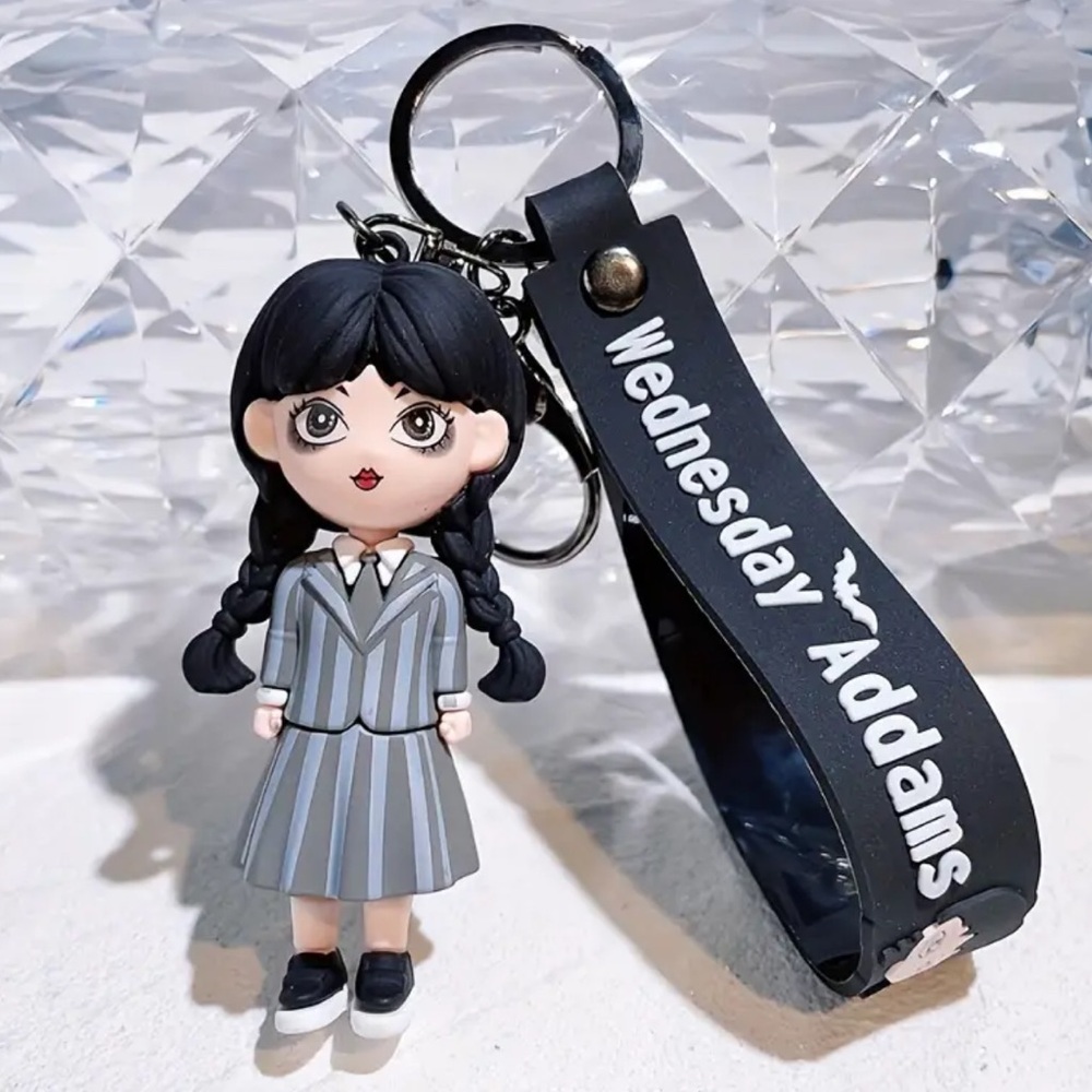 Wednesday Addams Keychain with Black Strap choice of 4 different styles NWT